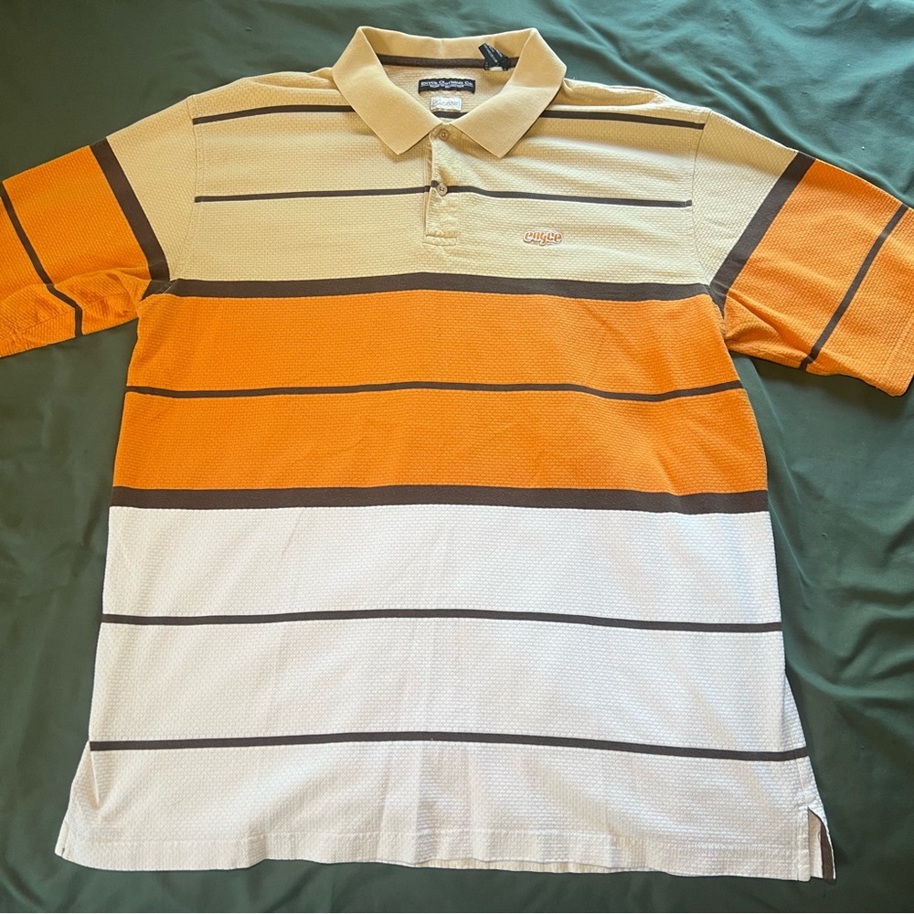 VTG Enyce 90s‎ Y2K Polo Shirt Mens XL Striped Short Sleeve Multicolor 100%Cotton